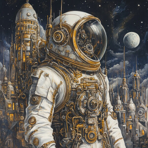 A dazzlingly intricate Moonwalker, adorned in steampunk-inspired...