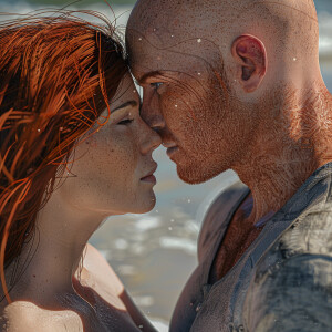 A photorealistic high resolution image. Light ginger haired fema...