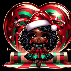 Create an image of a playful, chibi-style African American girl...