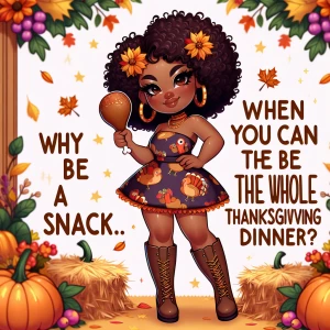 A chibi-style African American girl with curly hair, wearing a T...