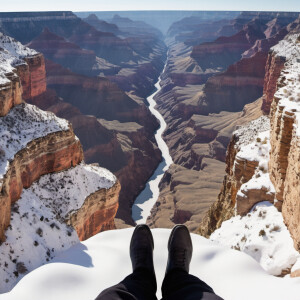 A man looking at the camera closeup from the edge of a snow cove...