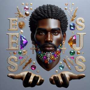 A 3D realistic artwork featuring the phrase 'Jesus Saves' adorne...