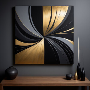 Picture a captivating display of bold lines and shapes intertwin...