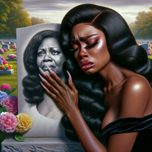 A beautiful light-skinned African-American woman with long wavy...