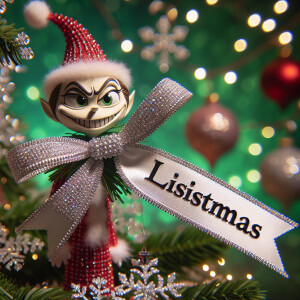 crystallized ribbon name *lisa* wrapped around a christmas tree...