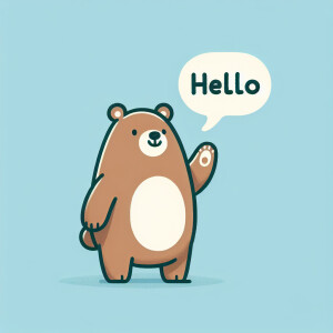 A bear saying “hello”