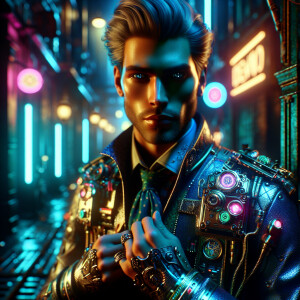 In striking contrast against the backdrop of a dimly-lit alleywa...