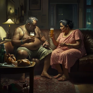 Photorealism,fantasy,a muscular criminal man sitting drinking...