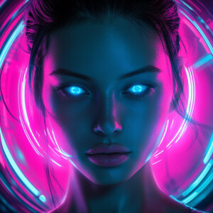 Ultra-realistic digital art portrait of a female, eye level head...