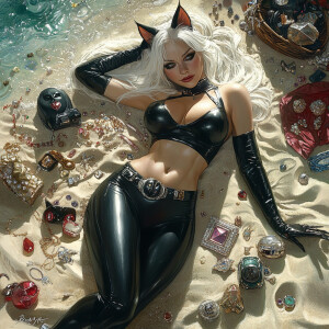 Photorealistic image of Felicia Hardy, also known as Black Cat f...