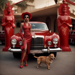 cartoon Betty Boop with brown skin, adorned in a stylish Gucci o...