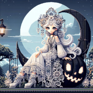 whimsical alluring female ghost , large expressive eyes, ornate...