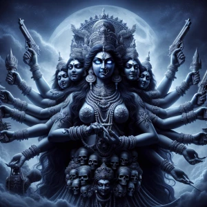 "Envision the formidable and divine goddess Kali Maa, an embodim...
