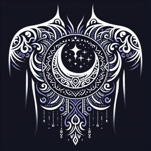 Create a tattoo design for chest shoulder and half arm with simp...