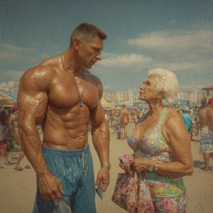 Hyperrealism photo painting,a muscular beefy russian man standin...