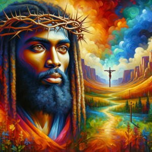 Create a re-realistic to face of an African-American Jesus Chris...
