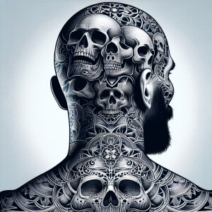 Image of the head of a bald man, 3/4 view seen from the back, hi...