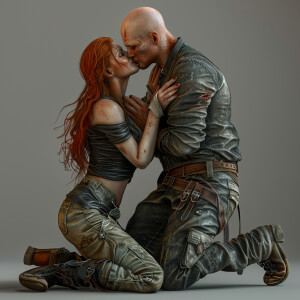 A photorealistic high resolution image. Light ginger haired fema...