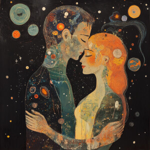 Imagine the cosmos as a man and a woman locked in a profound emb...