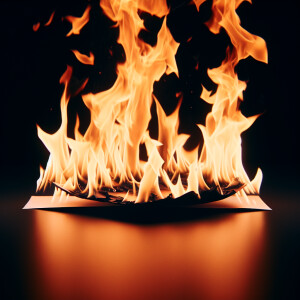 A close up straight on shot of a burning piece of paper with a b...