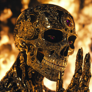 An extraterrestrial being with intricate tattoos adorning its go...