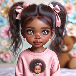 Refine the 3D realistic image of a four-year-old African-America...