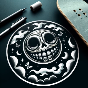 Create a logo for a skateboard brand named "Spitfire" that featu...