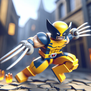 Create an image of Wolverine in a dynamic action pose, donning h...