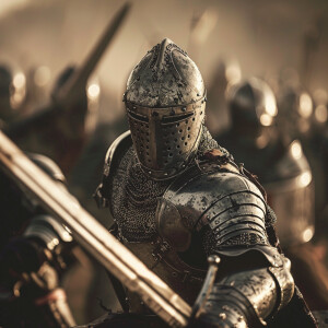 You find yourself on a grim battlefield, where ten armored knigh...