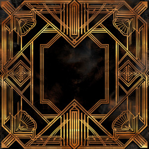 Design a sophisticated Art Deco border with intricate golden geo...