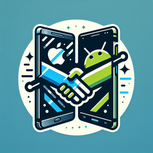 Create a realistic logo Friendship between Apple iPhone and Andr...