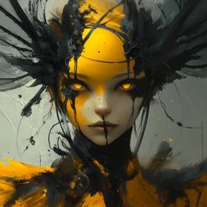 Create an image of an alien girl inspired by Abramtsevo Colony a...