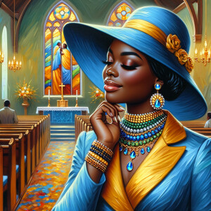 A spiritually enriching illustration portrays an African America...
