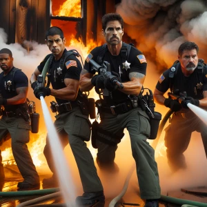 Sheriff's deputies battling a blaze