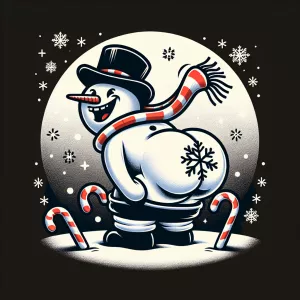 Sure! Here's a prompt idea:

"A playful and cheeky winter-themed...