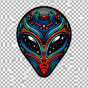 Colored alien transparent graphic, no background, cosmic alien g...
