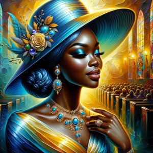 A spiritually enriching illustration portrays an African America...