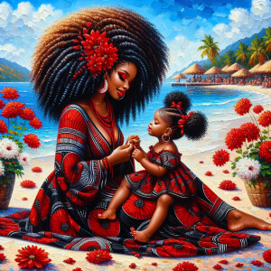 A tender depiction of a Bohemian mother with her child, both sty...