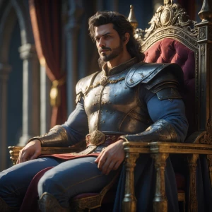 The prince sat upon the throne, his exceptional stature visibly...