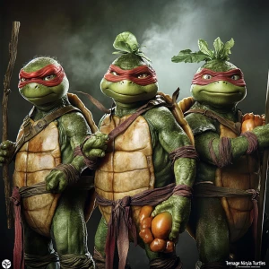 Design a movie poster for a "Teenage Mutant Ninja Turtles" parod...