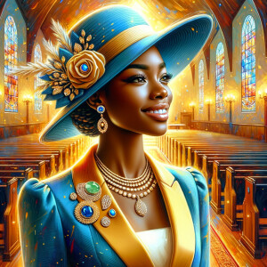 A spiritually enriching illustration portrays an African America...