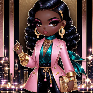 Produce an elegant and refined hip-hop influenced digital illust...