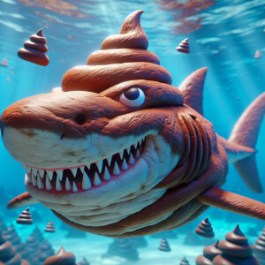 create an image of a shark made out of poo like the emoji:

Titl...