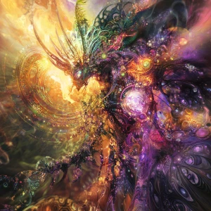 A shimmering, ethereal being, its form a dazzling mix of light a...