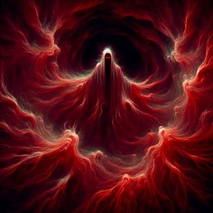 Create an image of a menacing poltergeist surrounded by swirling...