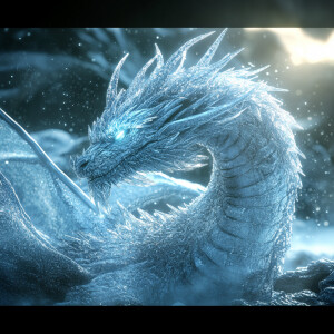 Dragon of of ice 3D motion graphics 8K super detail hallucinogen...