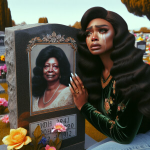 A beautiful light-skinned African-American woman with long wavy...