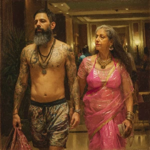 Hyperrealism digital painting ,a new delhi muscular beefy bearde...