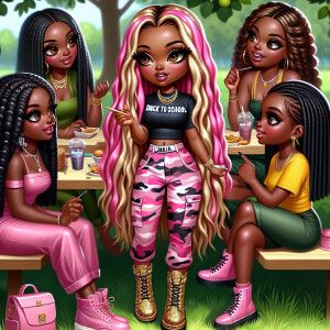 Compose a 300dpi digital painting, capture a lively back-to-scho...