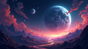 Alien planets and extraterrestrial landscapes with vivid, surrea...